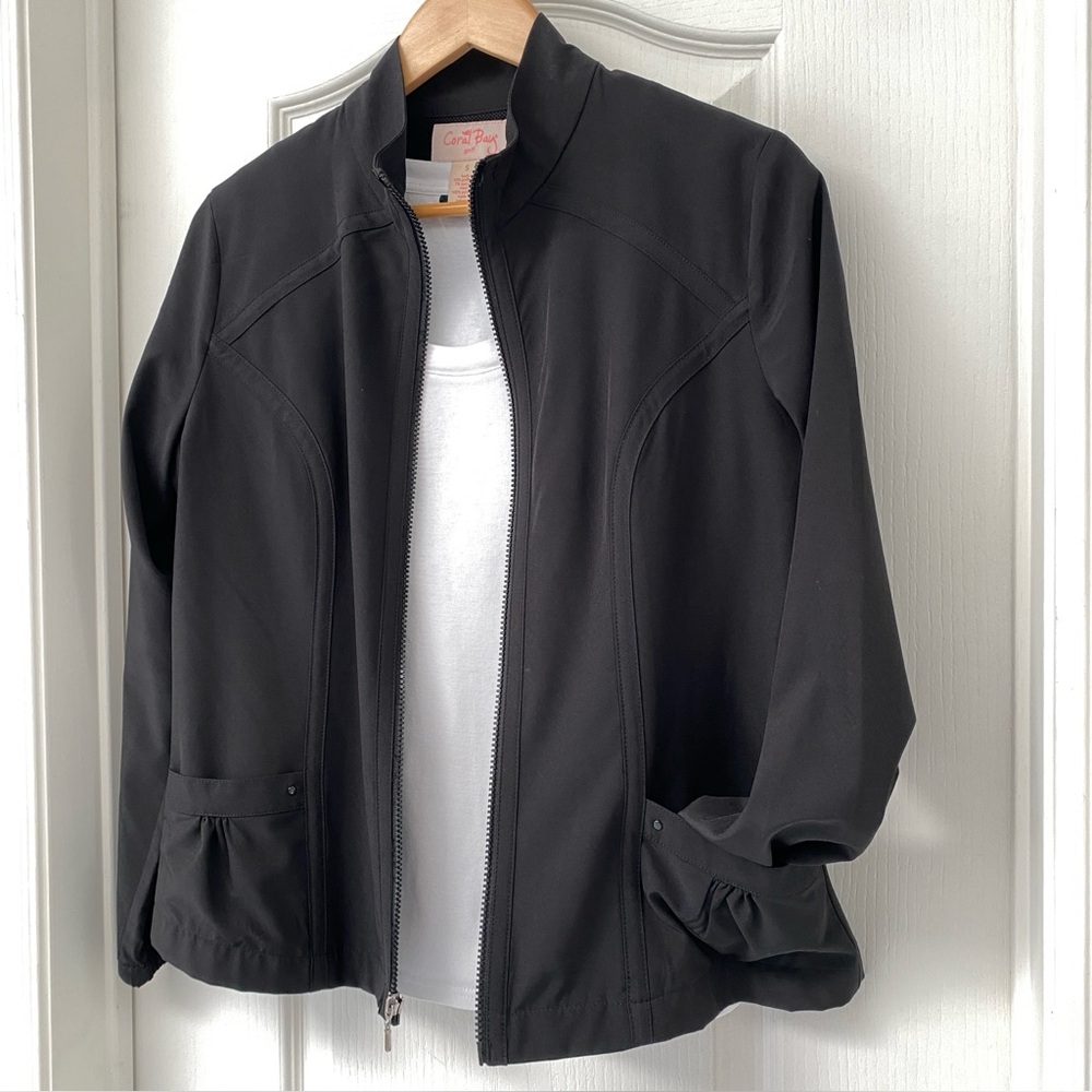 Coral Bay Golf Black Lightweight Zip Front Active Jacket Size S